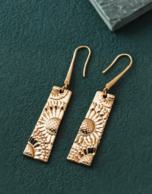 Rectangular Sunflower Earrings