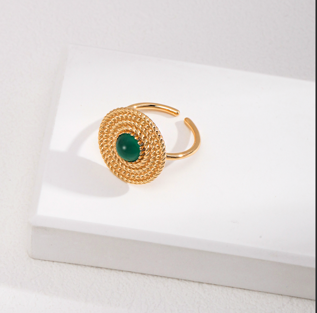 Green Jade Circle Ring